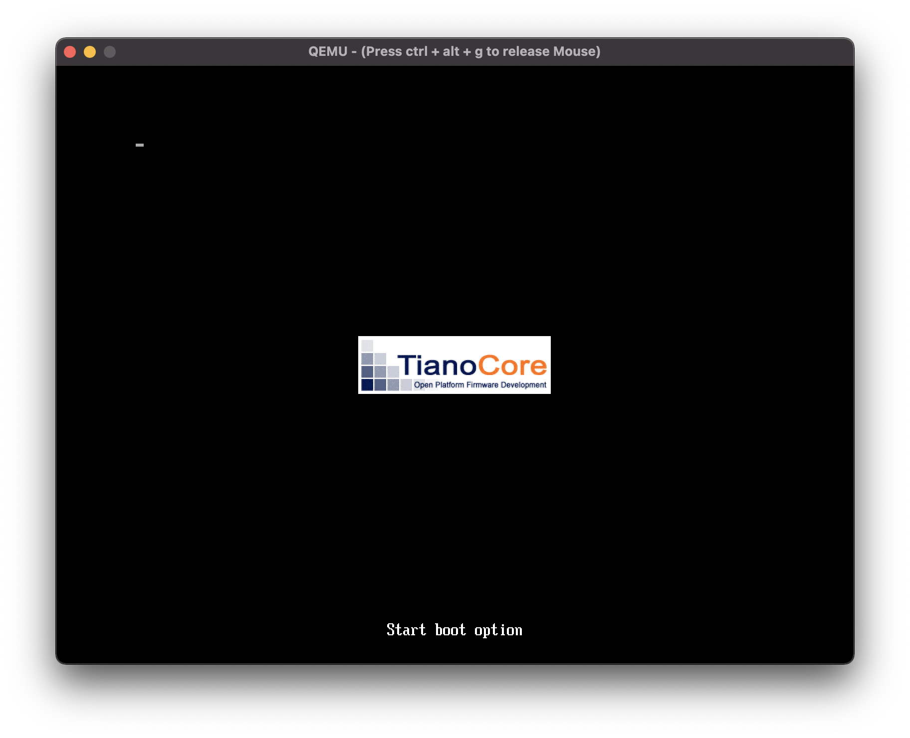 QEMU Bootup Screen